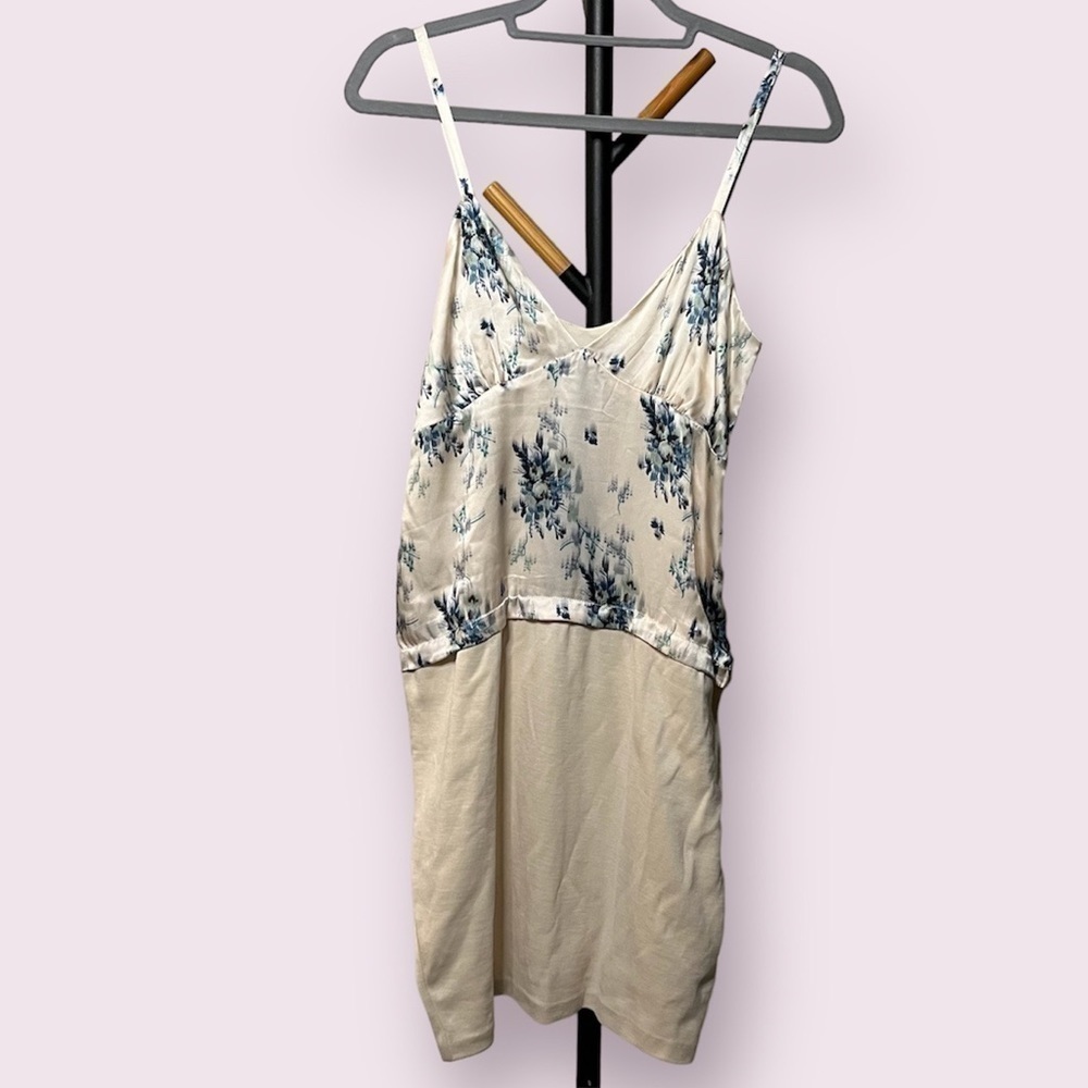 Liu Jo Ivory and Blue Toile Floral Silk Dress Medium